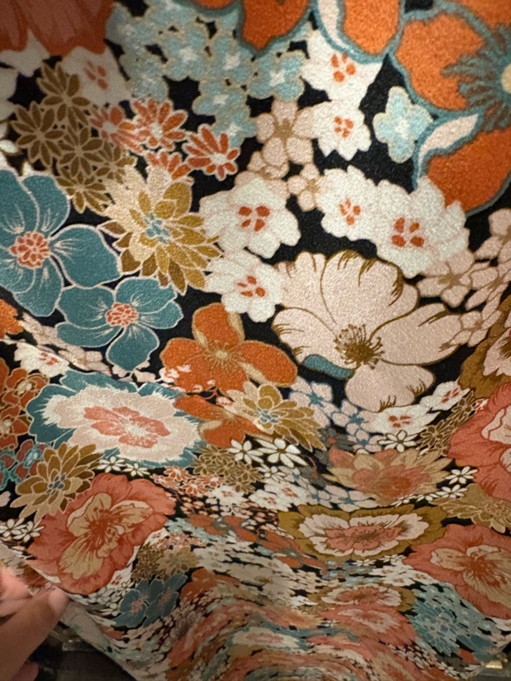 For Love & Lemons Peach s Aqua Floral Tie-Front Maxi Dress key hole puff sleeve - Picture 4 of 10